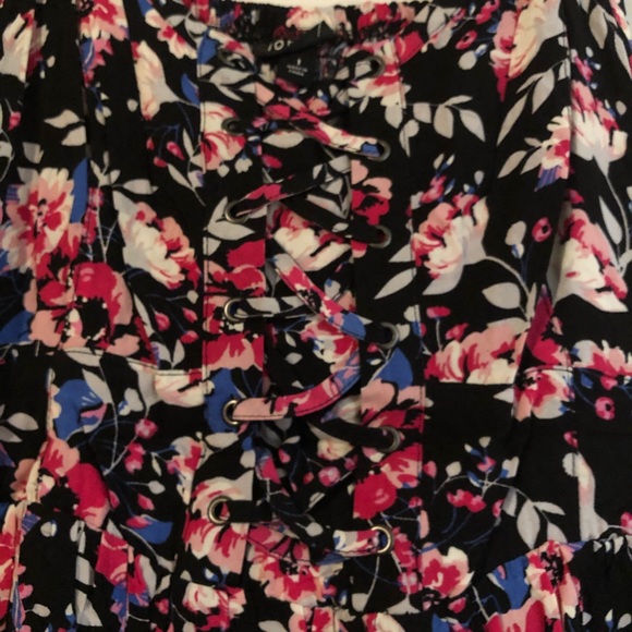 Torrid Black Floral Challis Lace-Up Dress, NWT - Picture 7 of 11